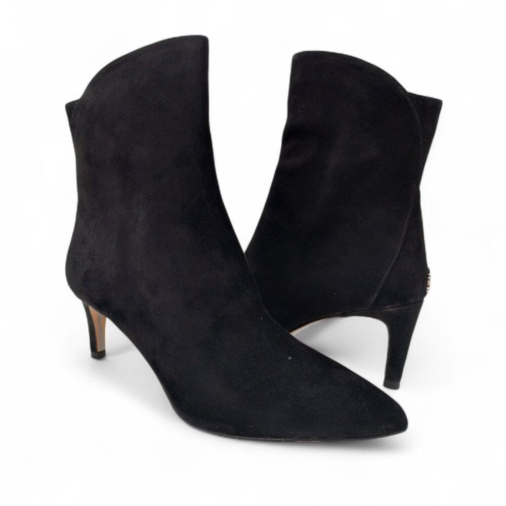 Sam Edelman Usha Size 8.5 M Black Suede Pointed Toe Stiletto Heel Ankle Bootie